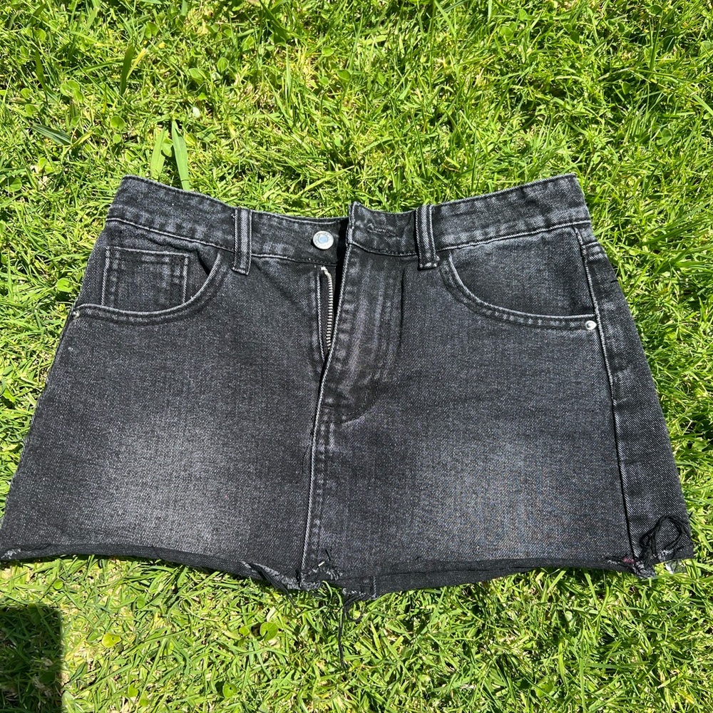 Black denim skirt